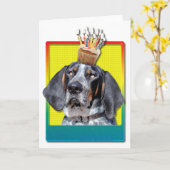 Verjaardag Cupcake - Bluetick Coonhound - Klem Kaart (Gele Bloem)