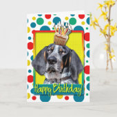 Verjaardag Cupcake - Bluetick Coonhound - Klem Kaart (Gele Bloem)