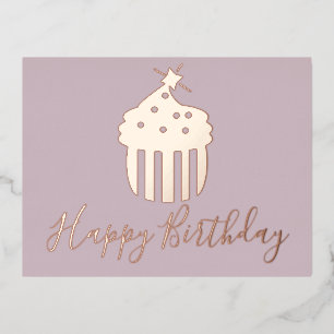 Verjaardag Cupcake  Blush Roze Folie Feestdagen Briefkaart