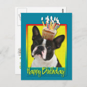 Verjaardag Cupcake - Boston Terrier Briefkaart (Voorkant / Achterkant)