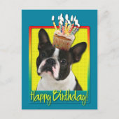 Verjaardag Cupcake - Boston Terrier Briefkaart (Voorkant)