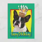 Verjaardag Cupcake - Boston Terrier Briefkaart (Voorkant)