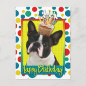 Verjaardag Cupcake - Boston Terrier Briefkaart (Voorkant)