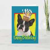 Verjaardag Cupcake - Boston Terrier Kaart (Voorkant)