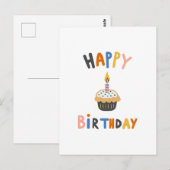 Verjaardag cupcake briefkaart (Voorkant / Achterkant)