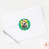 Verjaardag Cupcake - Bulldog - Licht Ronde Sticker (Envelop)