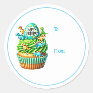 Verjaardag Cupcake Cadeautag Stickers