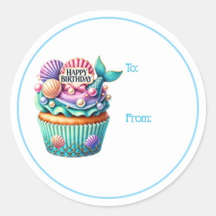 Verjaardag Cupcake Cadeautag Stickers