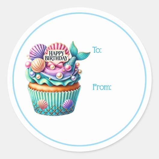 Verjaardag Cupcake Cadeautag Stickers (Voorkant)