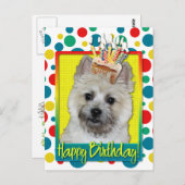 Verjaardag Cupcake - Cairn Terrier - Teddybeer Briefkaart (Voorkant / Achterkant)