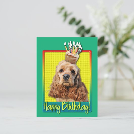 Verjaardag Cupcake - Cocker Spaniel Briefkaart (Staand voorkant)