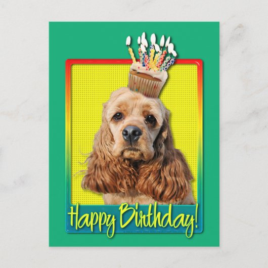 Verjaardag Cupcake - Cocker Spaniel Briefkaart (Voorkant)