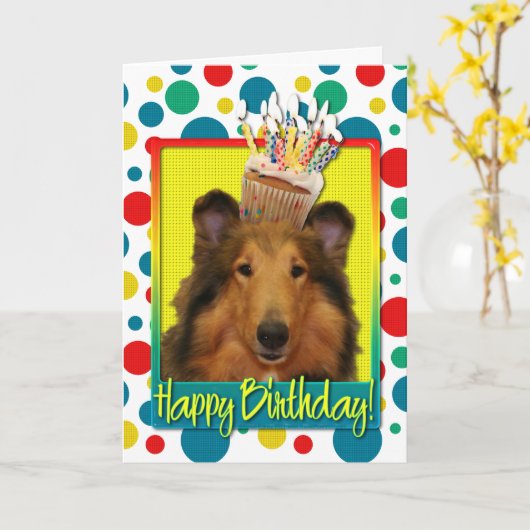 Verjaardag Cupcake - Collie - Natalie Kaart (Gele Bloem)