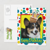 Verjaardag Cupcake - Corgi Briefkaart (Voorkant / Achterkant)