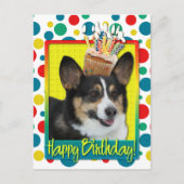 Verjaardag Cupcake - Corgi Briefkaart (Voorkant)