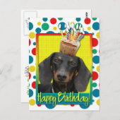 Verjaardag Cupcake - Dachshund - Winston Briefkaart (Voorkant / Achterkant)
