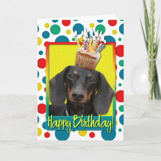 Verjaardag Cupcake - Dachshund - Winston Kaart (Voorkant)