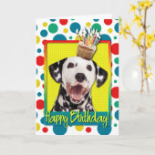 Verjaardag Cupcake - Dalmatian Kaart (Gele Bloem)