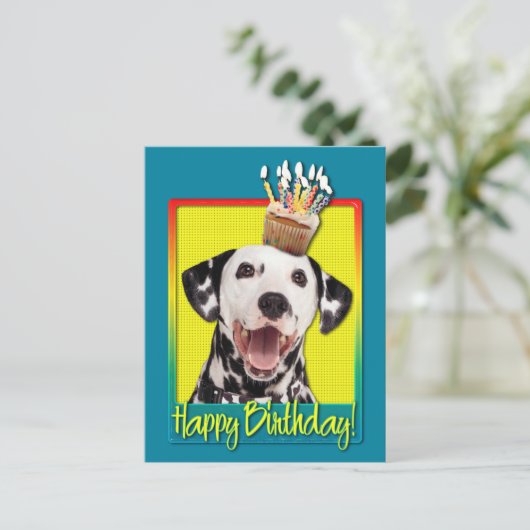 Verjaardag Cupcake - Dalmatisch Briefkaart (Staand voorkant)