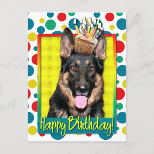 Verjaardag Cupcake - Duitse Herder - Kuno Briefkaart