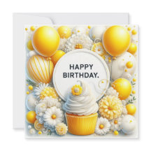verjaardag cupcake en ballonnen wenskaart