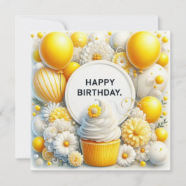 verjaardag cupcake en ballonnen wenskaart feestdagenkaart