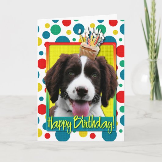 Verjaardag Cupcake - Engels Springer Spaniel - Bax Kaart (Voorkant)