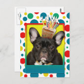 Verjaardag Cupcake - Franse Bulldog - Blauwgroen Briefkaart (Voorkant / Achterkant)