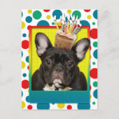 Verjaardag Cupcake - Franse Bulldog - Blauwgroen Briefkaart (Voorkant)