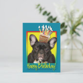 Verjaardag Cupcake - Franse Bulldog - Blauwgroen Briefkaart (Staand voorkant)