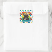 Verjaardag Cupcake - Franse Bulldog - Blauwgroen Vierkante Sticker (Tas)