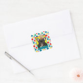 Verjaardag Cupcake - Franse Bulldog - Blauwgroen Vierkante Sticker (Envelop)