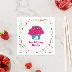 Verjaardag Cupcake Gebeukt Strooisel Servet