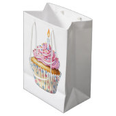 Verjaardag Cupcake Gift Bag Medium Cadeauzakje (Voorkant Gekanteld)