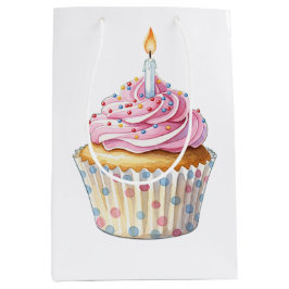 Verjaardag Cupcake Gift Bag Medium Cadeauzakje
