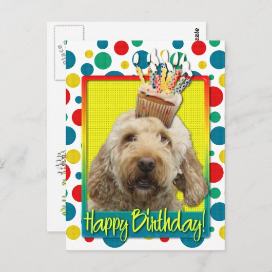 Verjaardag Cupcake - GoldenDoodle Briefkaart (Voorkant / Achterkant)