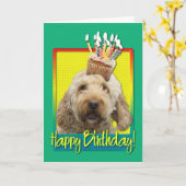 Verjaardag Cupcake - GoldenDoodle Kaart (Gele Bloem)