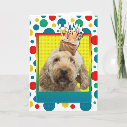 Verjaardag Cupcake - GoldenDoodle Kaart (Voorkant)