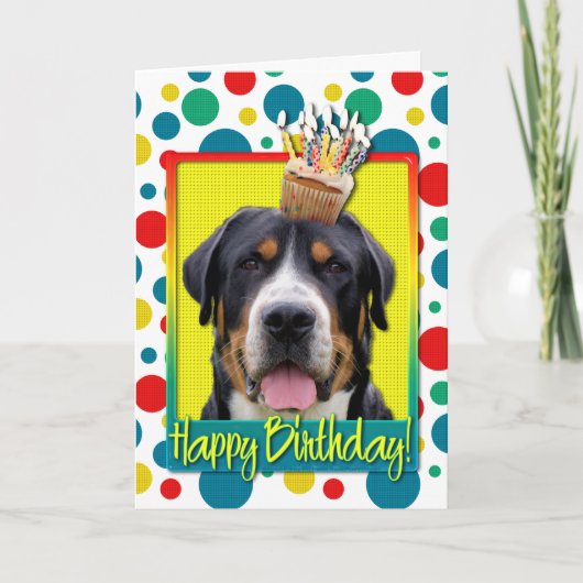 Verjaardag Cupcake - Greater Swiss Mountain Dog Kaart (Voorkant)