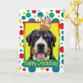 Verjaardag Cupcake - Greater Swiss Mountain Dog Kaart (Gele Bloem)
