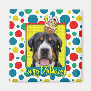 Verjaardag Cupcake - Greater Swiss Mountain Dog Magneet