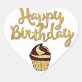 Verjaardag Cupcake Hart Sticker (Voorkant)