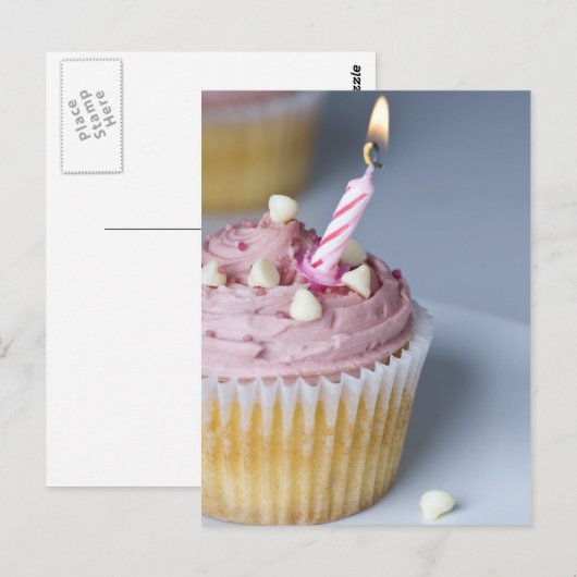 Verjaardag Cupcake Kaart (Voorkant / Achterkant)