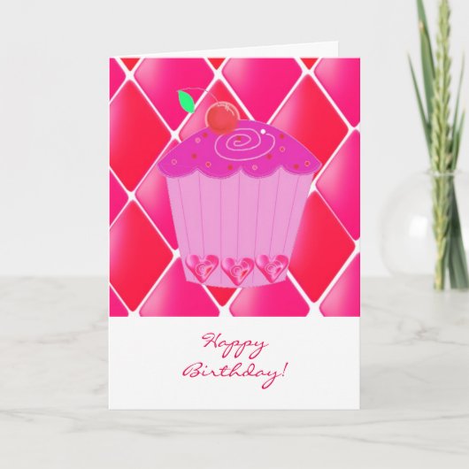 Verjaardag Cupcake Kaart (Voorkant)