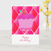 Verjaardag Cupcake Kaart (Gele Bloem)