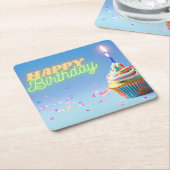 Verjaardag Cupcake Kartonnen Onderzetters (Schuin)