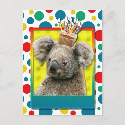 Verjaardag Cupcake - Koala Briefkaart (Voorkant)
