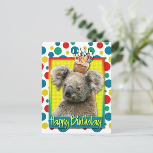 Verjaardag Cupcake - Koala Briefkaart (Staand voorkant)