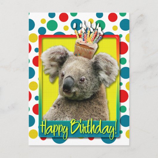 Verjaardag Cupcake - Koala Briefkaart (Voorkant)
