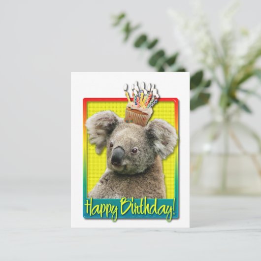 Verjaardag Cupcake - Koala Briefkaart (Staand voorkant)